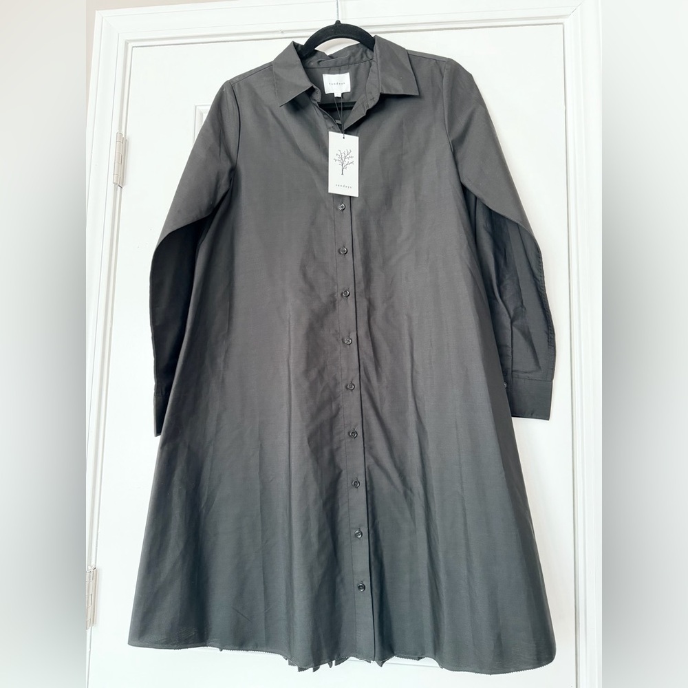 NWT Anthro Sundays pleated back cotton A-Line “mullet” dress - Picture 3 of 14